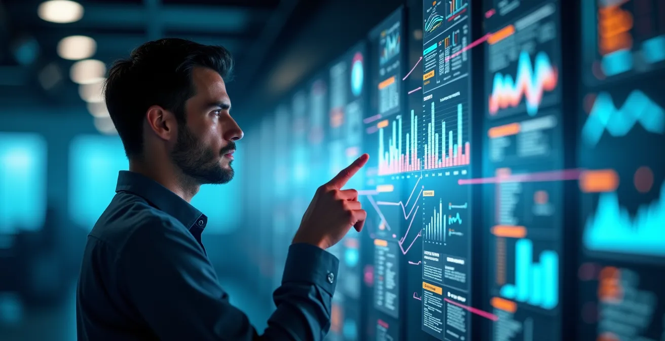 Centro de control mostrando paneles de monitoreo para auditoría de robots RPA en tiempo real