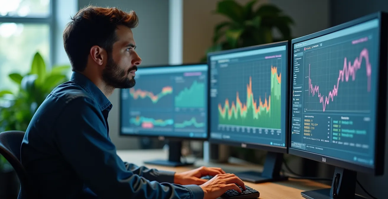 Administrador IT configurando políticas de energía en múltiples ordenadores desde consola central