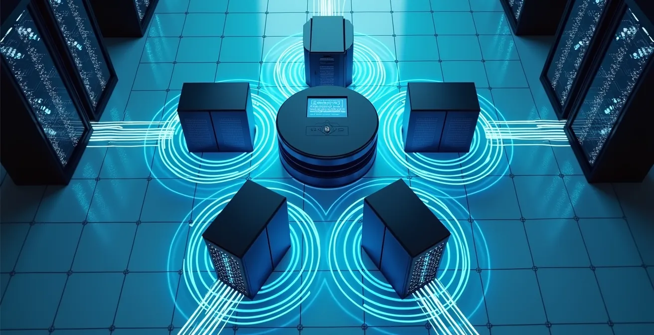 Arquitectura de edge computing mostrando nodos de procesamiento cercanos al usuario final