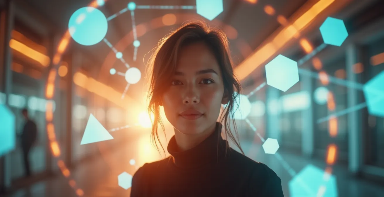 Representación visual de un cliente interactuando con múltiples canales de venta conectados